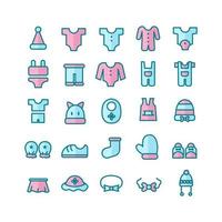 Baby Clothes icon set vector flat line for website mobile app presentation social media Suitable for user interface and user experience