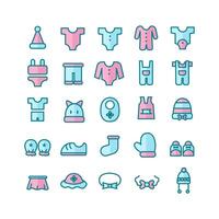Baby Clothes icon set vector flat line for website mobile app presentation social media Suitable for user interface and user experience