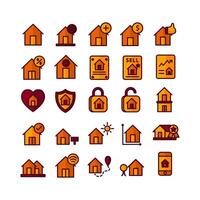 Real Estate icon set vector flat line for website mobile app presentation social media Suitable for user interface and user experience