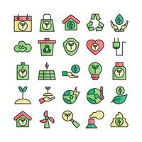 Ecology icon set vector flat line for website mobile app presentation social media Suitable for user interface and user experience