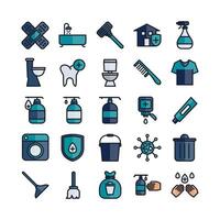 Cleaning icon set vector flat line for website mobile app presentation social media Suitable for user interface and user experience