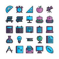 School icon set vector flat line for website mobile app presentation social media Suitable for user interface and user experience