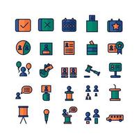 Politic icon set vector flat line for website mobile app presentation social media Suitable for user interface and user experience