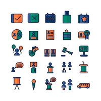 Politic icon set vector flat line for website mobile app presentation social media Suitable for user interface and user experience