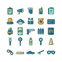 Police icon set vector flat line for website mobile app presentation social media Suitable for user interface and user experience