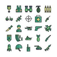 Military icon set vector flat line for website mobile app presentation social media Suitable for user interface and user experience