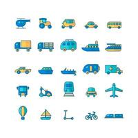 Transportation icon set vector flat line for website mobile app presentation social media Suitable for user interface and user experience
