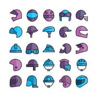 Helmet icon set vector flat line for website mobile app presentation social media Suitable for user interface and user experience