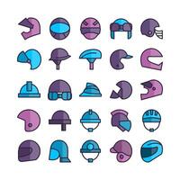 Helmet icon set vector flat line for website mobile app presentation social media Suitable for user interface and user experience