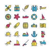 Nautical icon set vector flat line for website mobile app presentation social media Suitable for user interface and user experience