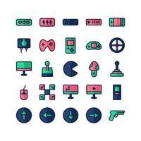 conjunto de iconos de videojuego línea plana vectorial para la presentación de la aplicación móvil del sitio web redes sociales adecuadas para la interfaz y la experiencia del usuario vector