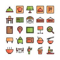 Restaurant icon set vector flat line for website mobile app presentation social media Suitable for user interface and user experience