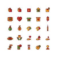 Charity icon set vector flat line for website mobile app presentation social media Suitable for user interface and user experience