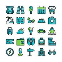 Travel icon set vector flat line for website mobile app presentation social media Suitable for user interface and user experience