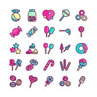 Candy icon set vector flat line for website mobile app presentation social media Suitable for user interface and user experience