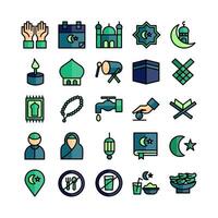 Ramadhan icon set vector flat line for website mobile app presentation social media Suitable for user interface and user experience