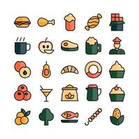 Food icon set vector flat line for website mobile app presentation social media Suitable for user interface and user experience
