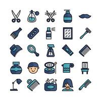 Barber icon set vector flat line for website mobile app presentation social media Suitable for user interface and user experience