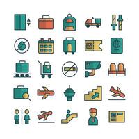 Airport icon set vector flat line for website mobile app presentation social media Suitable for user interface and user experience