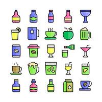 Beverage icon set vector flat line for website mobile app presentation social media Suitable for user interface and user experience