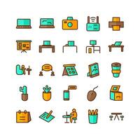 Working Space icon set vector flat line for website mobile app presentation social media Suitable for user interface and user experience