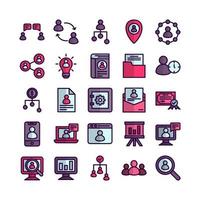 Human Resource icon set vector flat line for website mobile app presentation social media Suitable for user interface and user experience