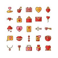 Love icon set vector flat line for website mobile app presentation social media Suitable for user interface and user experience