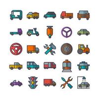 Automobile icon set vector flat line for website mobile app presentation social media Suitable for user interface and user experience