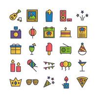 Party icon set vector flat line for website mobile app presentation social media Suitable for user interface and user experience