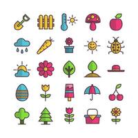 Spring icon set vector flat line for website mobile app presentation social media Suitable for user interface and user experience