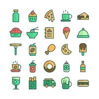 Fast Food icon set vector flat line for website mobile app presentation social media Suitable for user interface and user experience