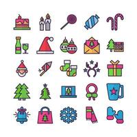 Christmas icon set vector flat line for website mobile app presentation social media Suitable for user interface and user experience