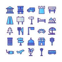 City icon set vector flat line for website mobile app presentation social media Suitable for user interface and user experience