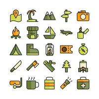 Adventure icon set vector flat line for website mobile app presentation social media Suitable for user interface and user experience
