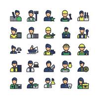 Profession icon set vector flat line for website mobile app presentation social media Suitable for user interface and user experience