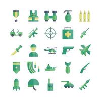 Military icon set vector flat for website mobile app presentation social media Suitable for user interface and user experience
