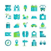 Travel icon set vector flat for website mobile app presentation social media Suitable for user interface and user experience