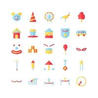 Carnival icon set vector flat for website mobile app presentation social media Suitable for user interface and user experience
