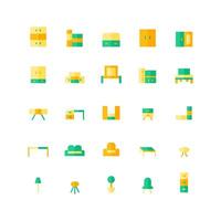 Furniture icon set vector flat for website mobile app presentation social media Suitable for user interface and user experience