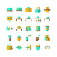 Working Space icon set vector flat for website mobile app presentation social media Suitable for user interface and user experience