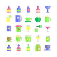Beverage icon set vector flat for website mobile app presentation social media Suitable for user interface and user experience
