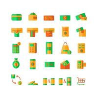 Payment icon set vector flat for website mobile app presentation social media Suitable for user interface and user experience