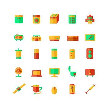 Device icon set vector flat for website mobile app presentation social media Suitable for user interface and user experience