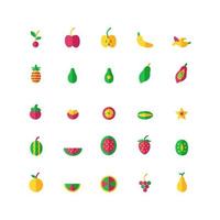 conjunto de iconos de frutas vector plano para la presentación de la aplicación móvil del sitio web redes sociales adecuadas para la interfaz de usuario y la experiencia del usuario