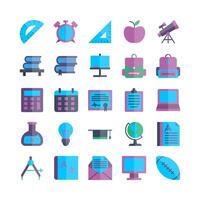 School icon set vector flat for website mobile app presentation social media Suitable for user interface and user experience