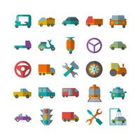 Automobile icon set vector flat for website mobile app presentation social media Suitable for user interface and user experience