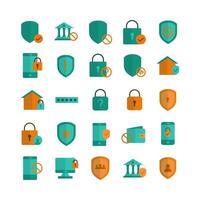 Security icon set vector flat for website mobile app presentation social media Suitable for user interface and user experience