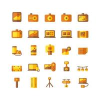 Photography icon set vector flat for website mobile app presentation social media Suitable for user interface and user experience