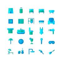 Hotel icon set vector flat for website mobile app presentation social media Suitable for user interface and user experience