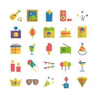 Party icon set vector flat for website mobile app presentation social media Suitable for user interface and user experience
